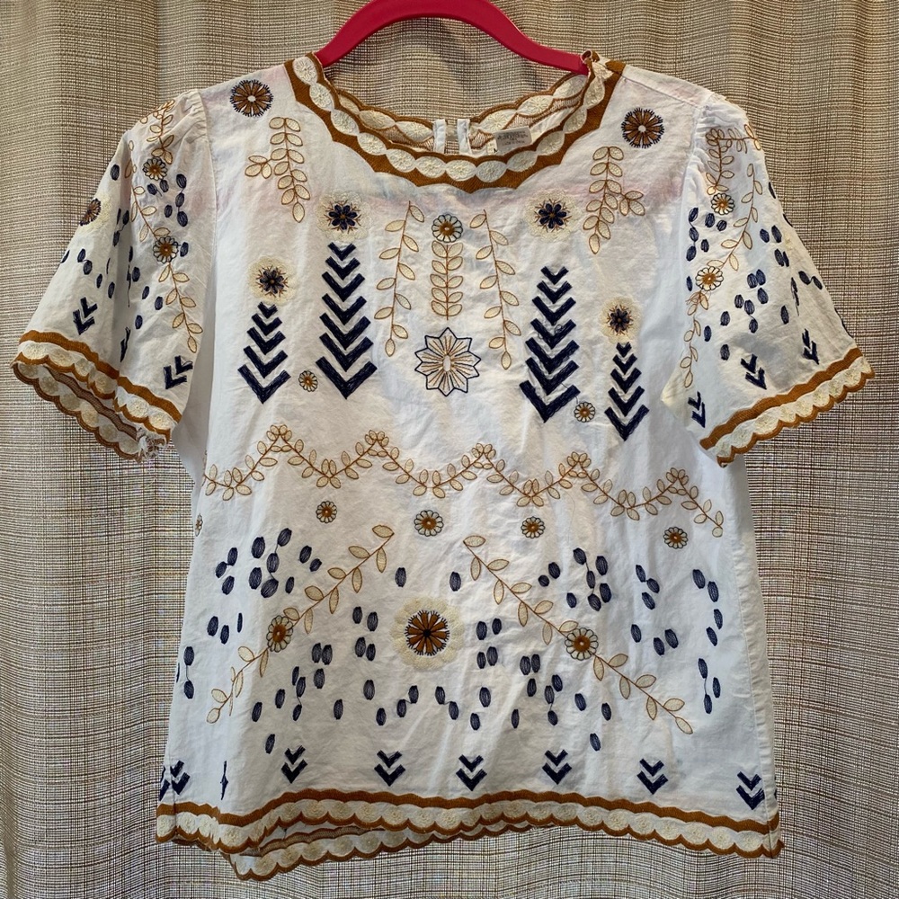 Cotton Embroidered Floral Blouse